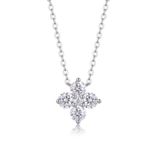 Silver necklace with a snowflake-shaped pendant on a white background